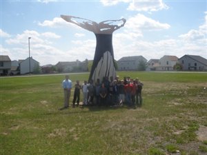 School Kids Building a Life Size Whale Tail Sculpture from Recycled Material